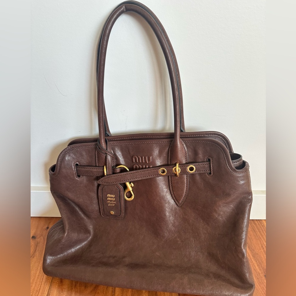 Miu Miu brown adventure nappa leather